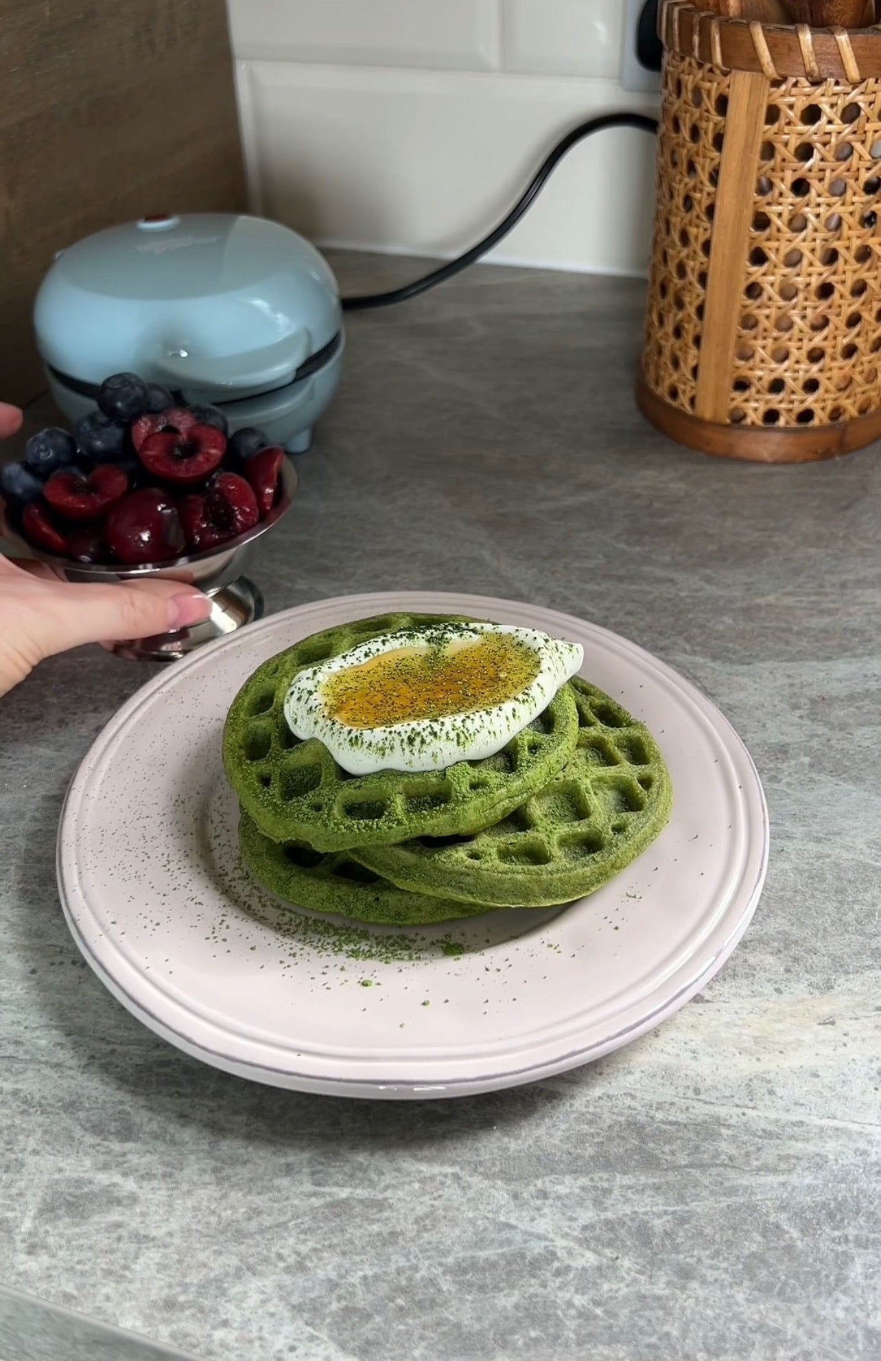 MATCHA & BANANA WAFFLES