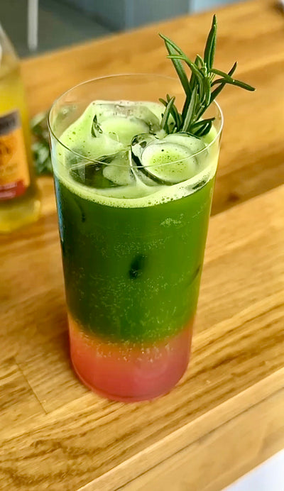 MATCHA RHUBARB AND GINGER SODA