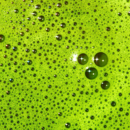 bight green matcha bubbling close up