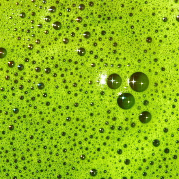 bight green matcha bubbling close up